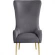 Venetian Gray Tufted Velvet High Back Arm Chair