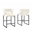 Lynx Cream Velvet Bar Stools in Matte Black (Set of 2)
