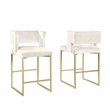 Lynx Cream Velvet Bar Stools in Gold (Set of 2)