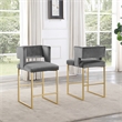 Lynx Gray Velvet Bar Stools in Gold (Set of 2)