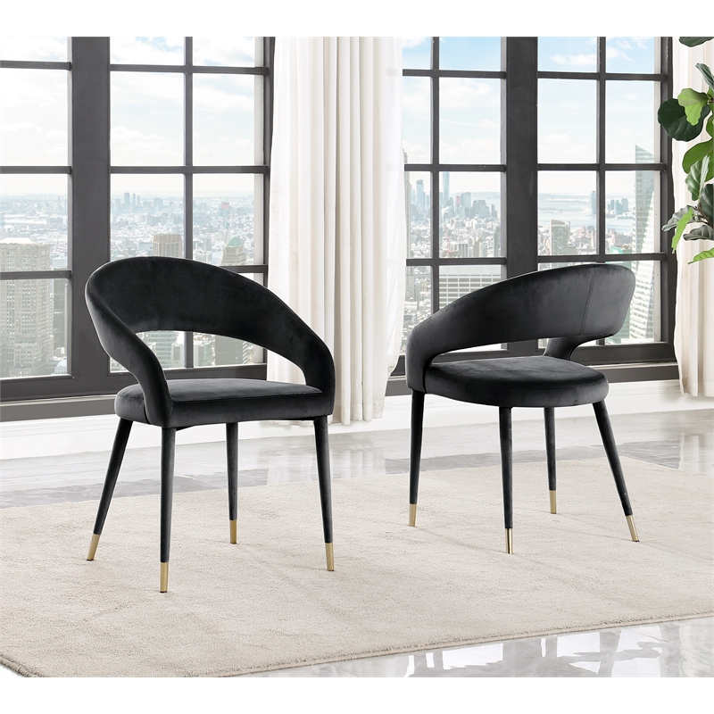 Best Master Furniture Jacques Velvet Black Dining Chairs (Set of 2)