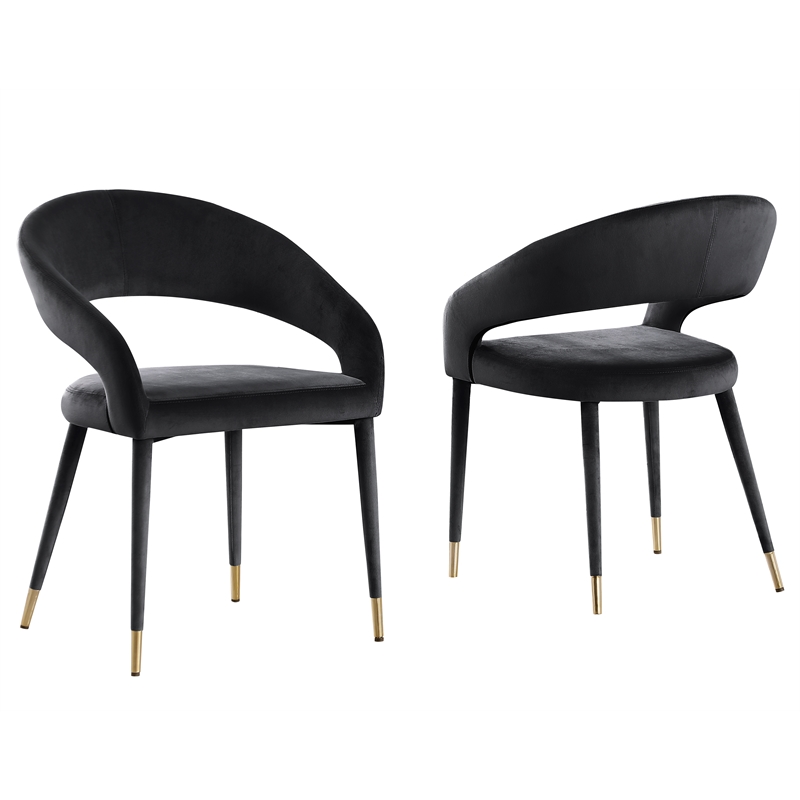 Best Master Furniture Jacques Velvet Black Dining Chairs (Set of 2)