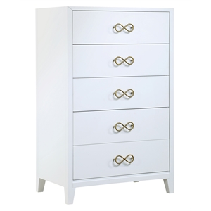 Best Master Furniture Bradbury 32&quotW Modern Wood 5-Drawer Chest in White