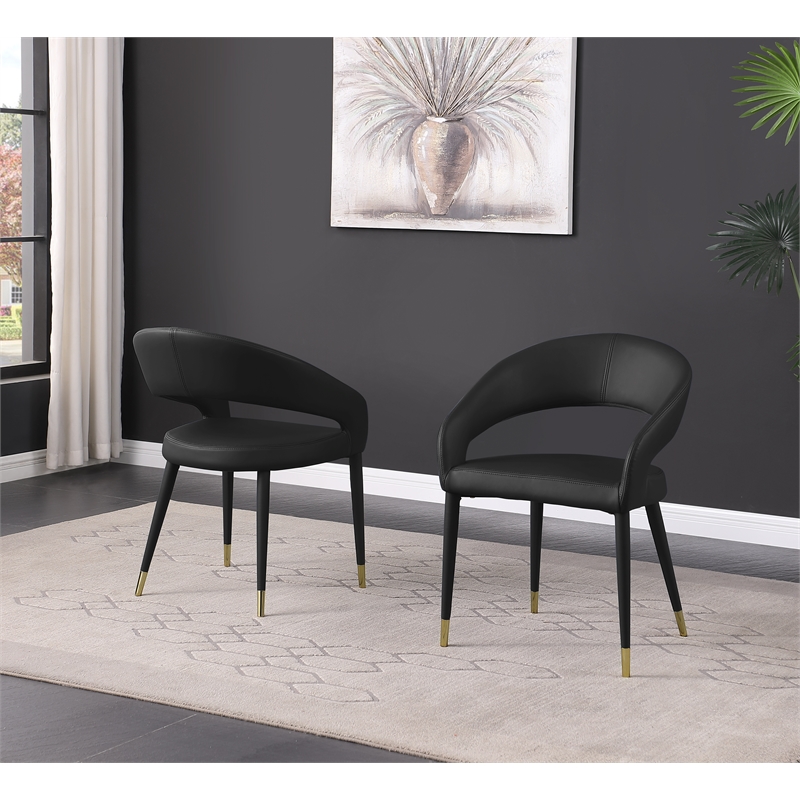 Best Master Furniture Jacques Faux Leather Dining Chairs in Black (Set of 2)