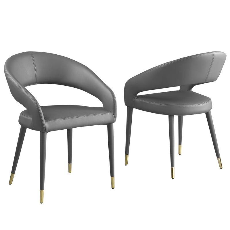 Best Master Furniture Jacques Faux Leather Dining Chairs IN Gray (Set of 2)