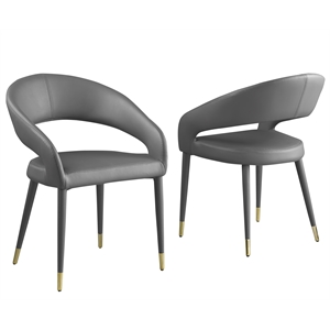 Best Master Furniture Jacques Faux Leather Dining Chairs IN Gray (Set of 2)