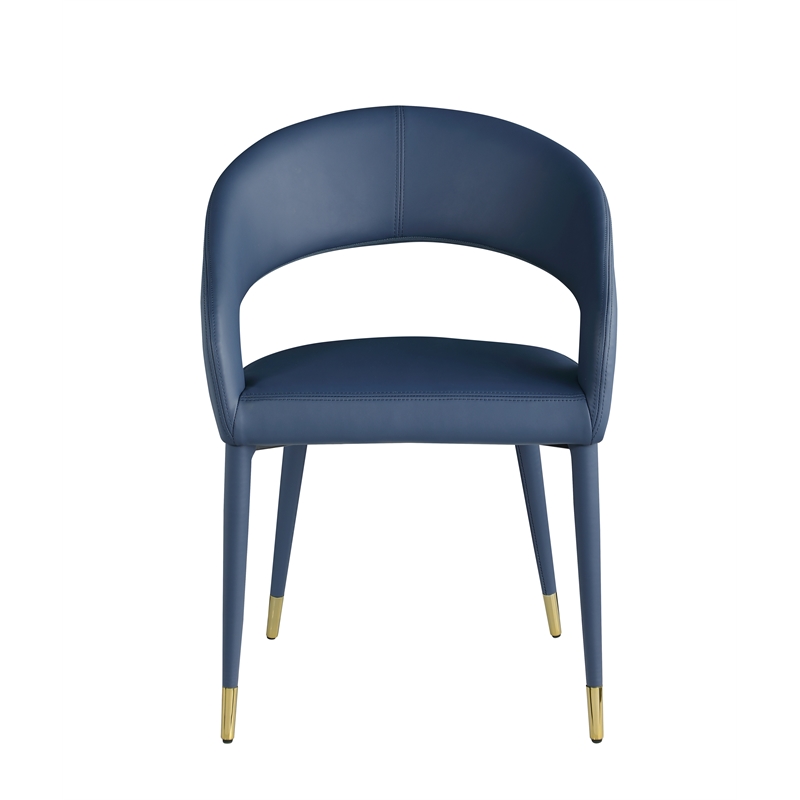 Best Master Furniture Jacques Faux Leather Dining Chairs IN Navy Blue (Set of 2)
