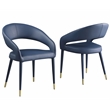 Best Master Furniture Jacques Faux Leather Dining Chairs IN Navy Blue (Set of 2)