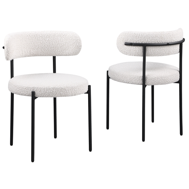 Best Master Drexel Boucle Fabric Dining Chairs in Cream (Set of 2)