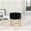 Jane Black Velvet Round Ottoman
