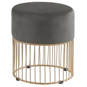 Jane Dark Gray Velvet Round Ottoman