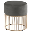 Jane Dark Gray Velvet Round Ottoman