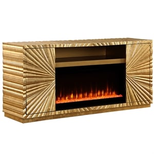 Lacy Freestanding Infrared Electric Fireplace TV Stand in Metallic Gold