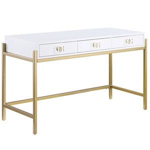Messina Rectangle White 3-Drawer Computer Desk