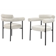 Granada Cream Metal Boucle Arm Chairs (Set of 2)