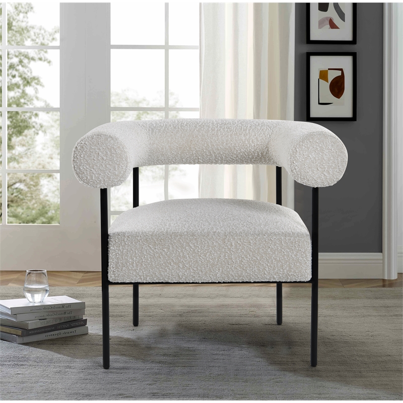 Palma Cream Boucle Metal Arm Chair