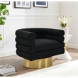 Yuni Black Boucle Fabric Swivel Arm Chair