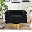 Yuni Black Boucle Fabric Swivel Arm Chair