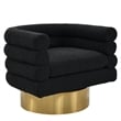 Yuni Black Boucle Fabric Swivel Arm Chair