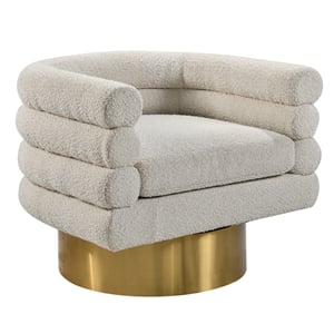 Yuni Cream Boucle Fabric Swivel Arm Chair
