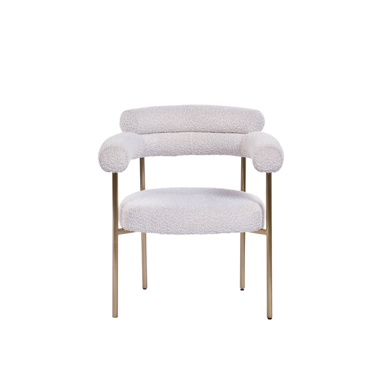 Harmonique Cream Boucle Fabric Metal Arm Chairs (Set of 2)