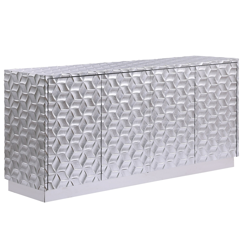 Genova Metallic Silver Wood Sideboard
