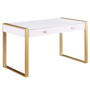 Messina Rectangle White Wood 2 Drawer Computer Desk