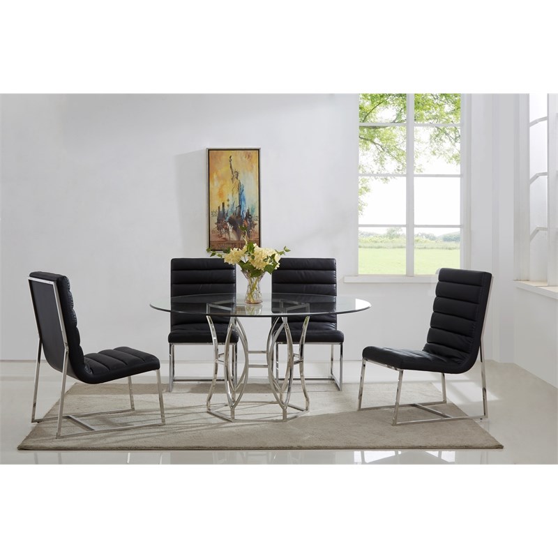 Laurie Silver Stainless Steel Round Dining Table Base