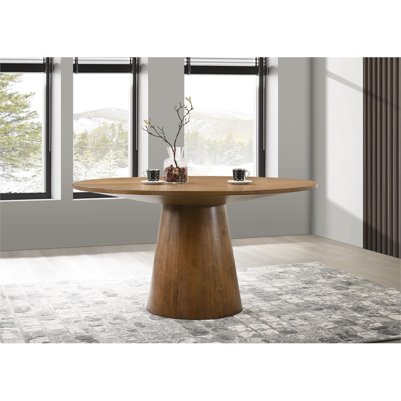 Terra Walnut Wood Pedestal Dining Table