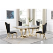 Crownie Gold Faux Marble Pedestal Rectangle Dining Table (Seats 6)