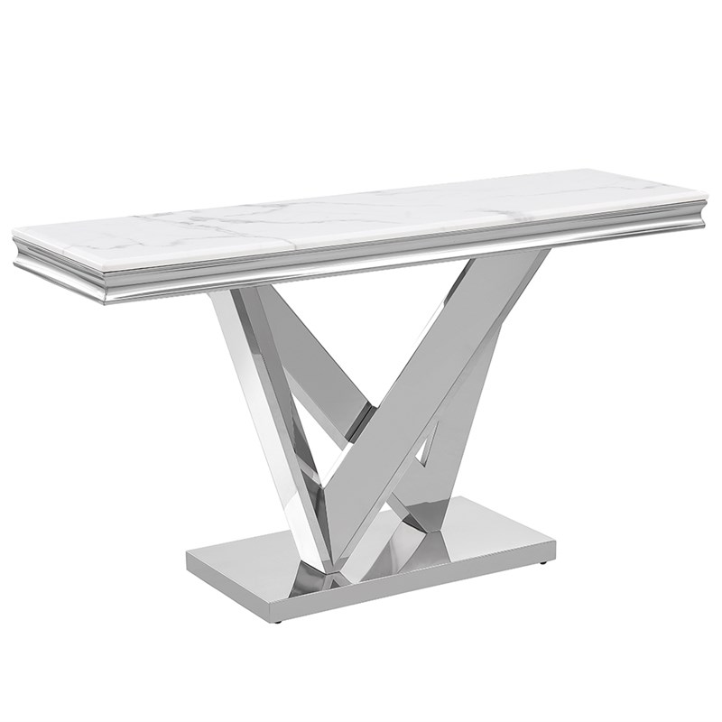 Titan Silver Rectangle Faux Marble Console Table