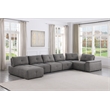 Best Master Maxine Linen Fabric Upholstered Chaise in Gray