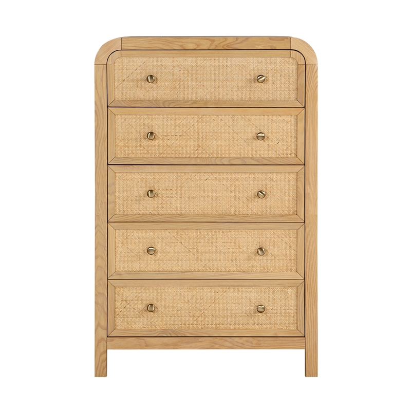 Belmont 5-Drawer Rattan Wood Chest