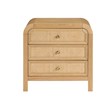 Belmont 3-Drawer Brown Rattan Wood Nightstand