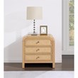 Belmont 3-Drawer Brown Rattan Wood Nightstand