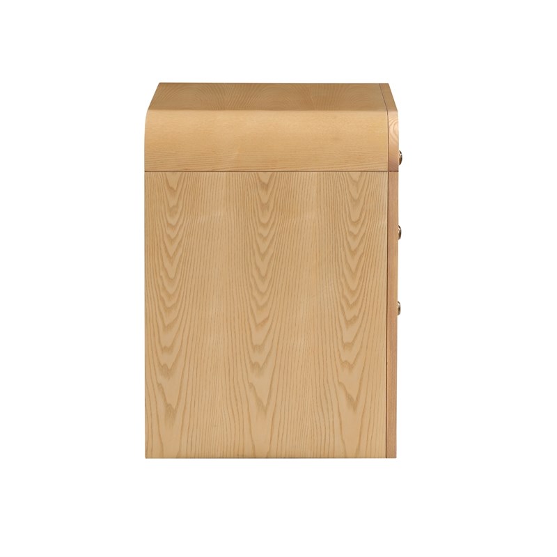 Belmont 3-Drawer Brown Rattan Wood Nightstand