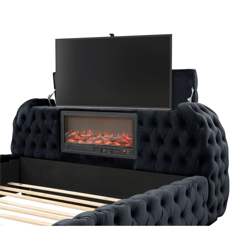 Best Master Furniture Brielle Velvet Bed Frame (Eastern King/Black)