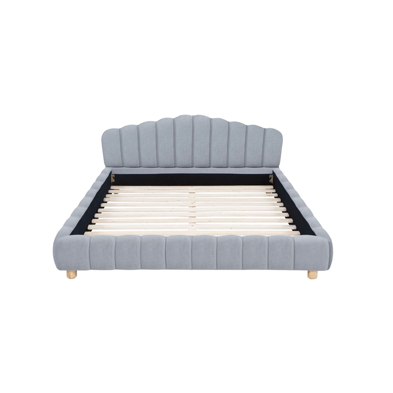 Best Master Furniture Ctera Velvet Low Profile Bed Frame (Queen/ Light Gray)