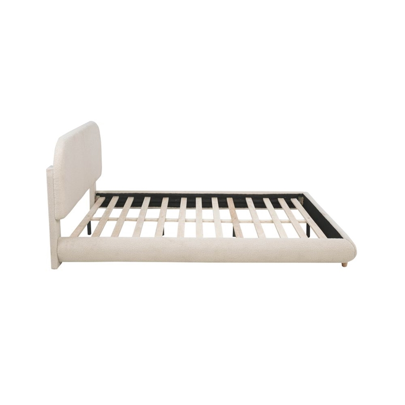 Best Master Furniture Cteris Fleece Low Profile Bed Frame (Queen/ Cream)