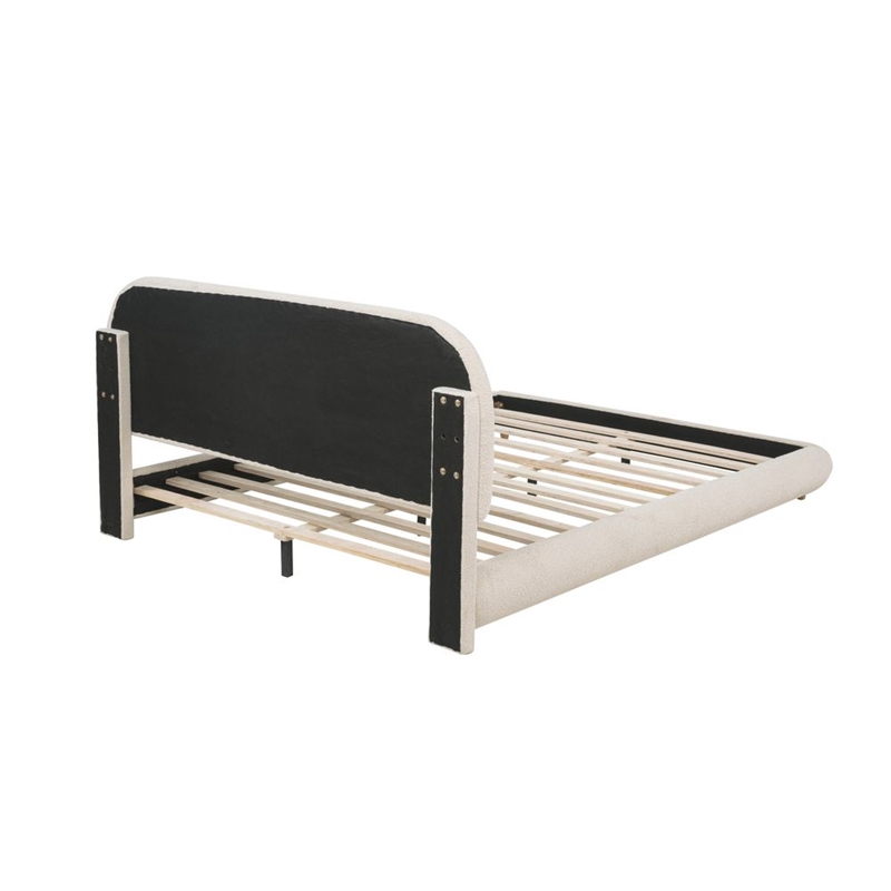 Best Master Furniture Cteris Fleece Low Profile Bed Frame (Queen/ Cream)