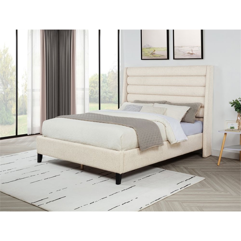 Best Master Furniture Tlerae Modern Upholstered Bed Frame (Eastern King/ Oat)