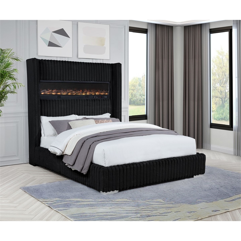 Best Master Furniture Uphoria Rabbit Velvet Bed Frame (Queen/ Black)