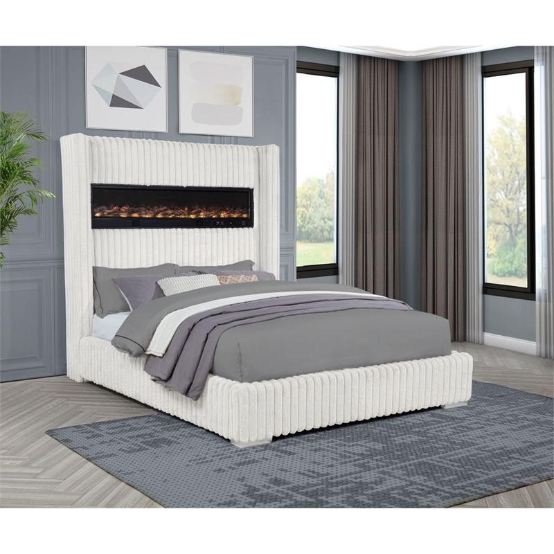 Best Master Furniture Uphoria Rabbit Velvet Bed Frame (California King/ Cream)