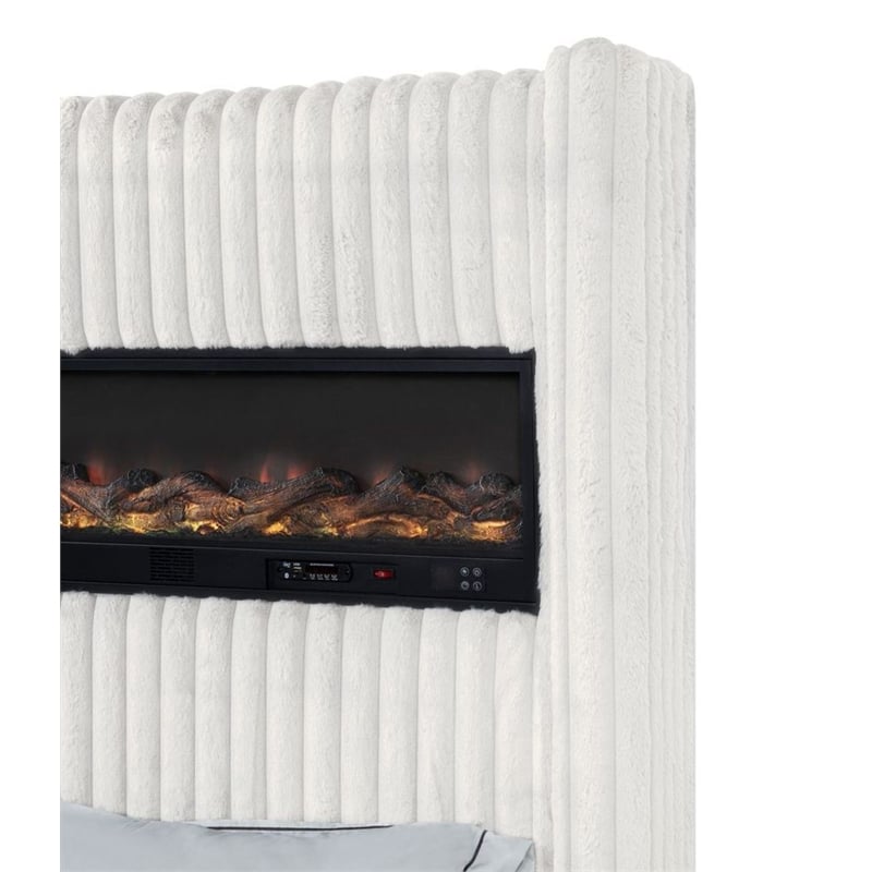 Best Master Furniture Uphoria Rabbit Velvet Bed Frame (California King/ Cream)