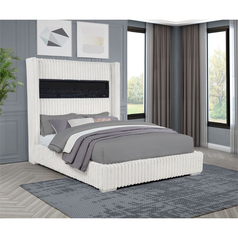 Best Master Furniture Uphoria Rabbit Velvet Bed Frame (Eastern King/ Cream)