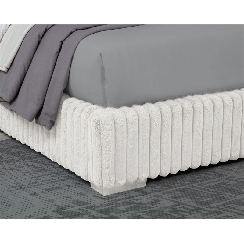 Best Master Furniture Uphoria Rabbit Velvet Bed Frame (Eastern King/ Cream)