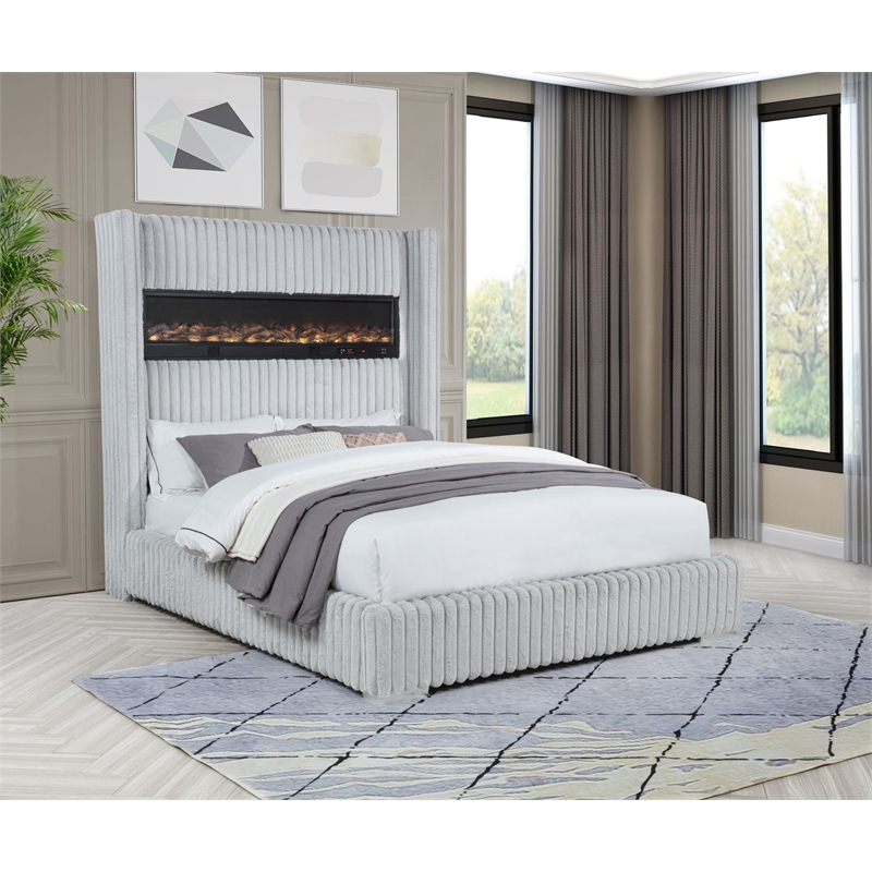 Best Master Furniture Uphoria Rabbit Velvet Bed Frame (Eastern King/ Gray)