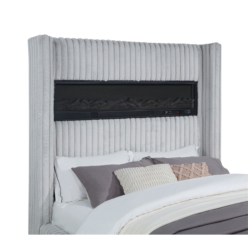 Best Master Furniture Uphoria Rabbit Velvet Bed Frame (Eastern King/ Gray)
