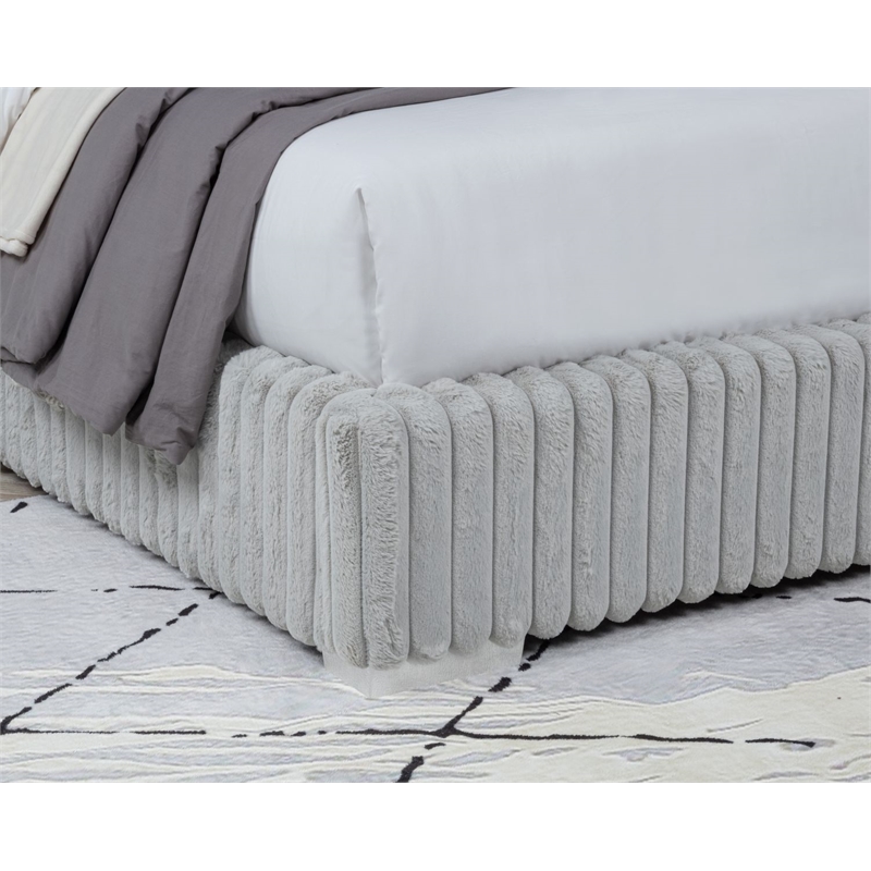 Best Master Furniture Uphoria Rabbit Velvet Bed Frame (Queen/ Gray)