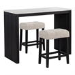 Best Master Furniture Caden 3-Piece Rectangle Beige Marble Look Top Bar Set